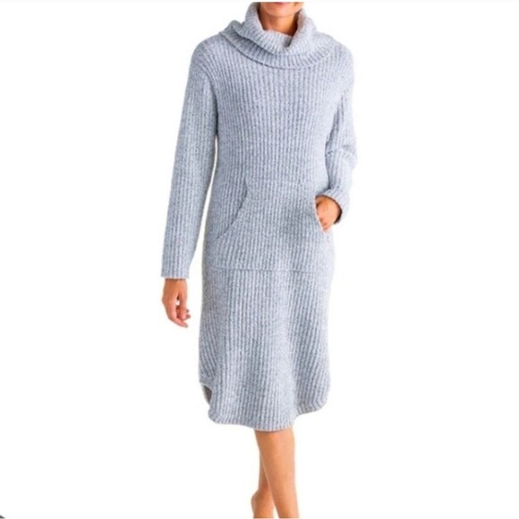 Softies Marshmallow Slouch Turtleneck Lounger Gray Ribbed Knit Women's Size XS - Picture 1 of 10